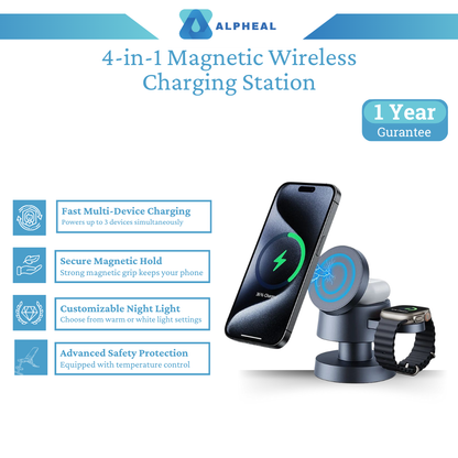 Alpheal™ MultiCharge Pro 4-in-1 Magnetic Wireless Charging Station