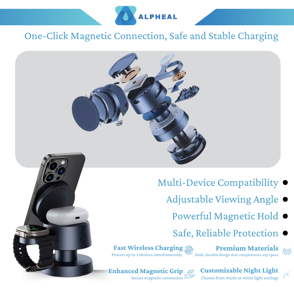 Alpheal™ MultiCharge Pro 4-in-1 Magnetic Wireless Charging Station