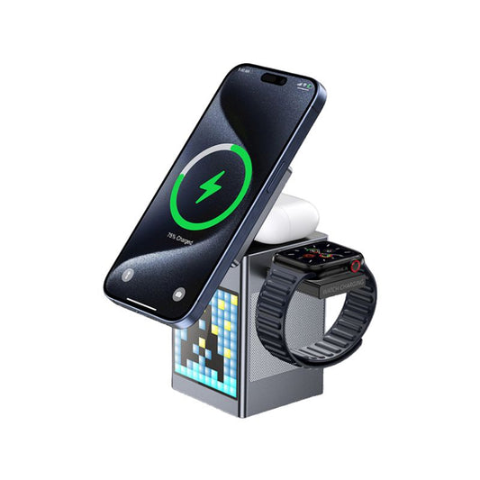 Alpheal™ 6-in-1 Magnetic Wireless Charger with Bluetooth Speaker & Alarm Clock