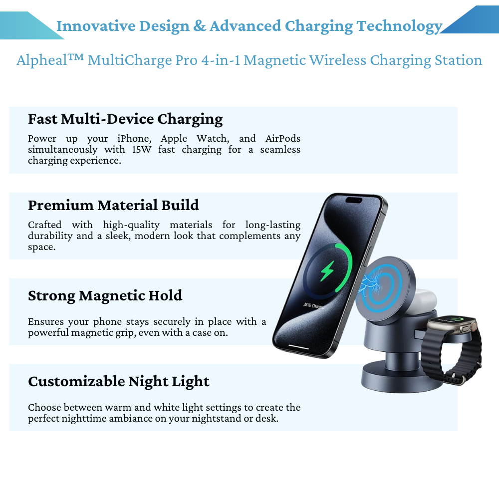 Alpheal™ MultiCharge Pro 4-in-1 Magnetic Wireless Charging Station